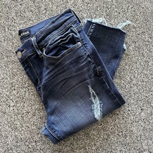 Express Jeans Womens 8‎ 29x24 Mid Rise Legging Crop Raw Hem Stretch Denim